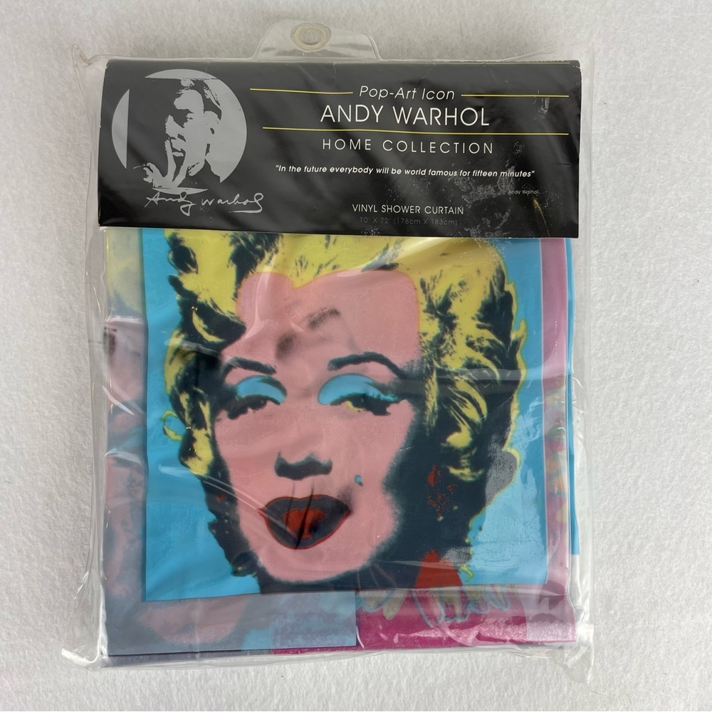 Rare Andy Warhol Shower Curtain Pop Art Original Package Marilyn Monroe Elvis